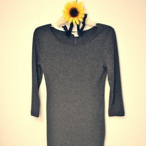 Grey, Long Sleeved Bodycon Dress